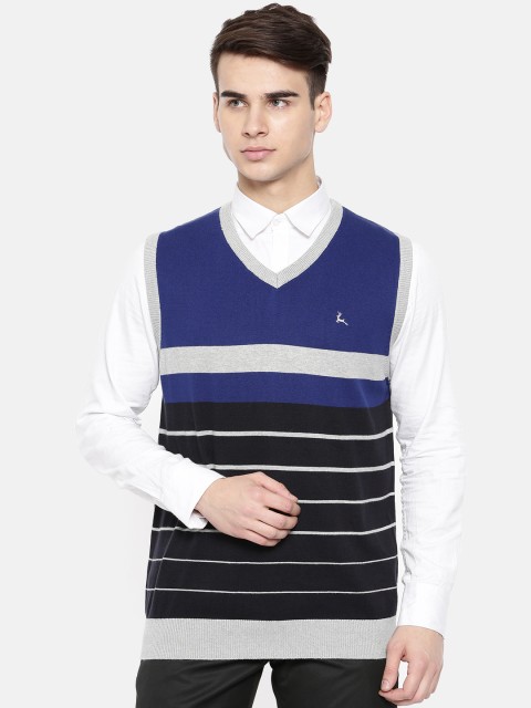 

Parx Men Blue & Black Striped Sweater Vest