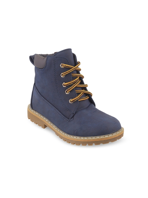 

Metro Boys Navy Blue Solid Synthetic Mid-Top Flat Boots