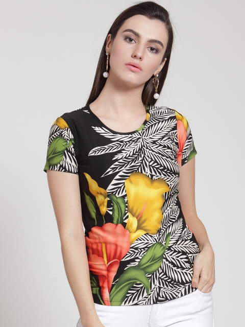 

plusS Women Black Printed Top