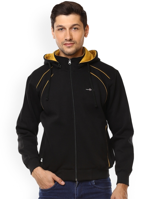 

Cayman Men Black Solid Hooded Sweatshirt