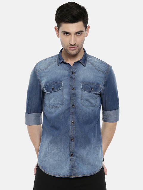 

Breakbounce Men Blue Slim Fit Faded Casual Shirt
