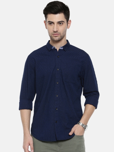 

Breakbounce Men Navy Blue Slim Fit Self Design Casual Shirt