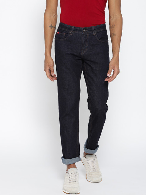 

Lee Cooper Men Navy Arthur Straight Fit Mid-Rise Clean Look Stretchable Jeans, Navy blue