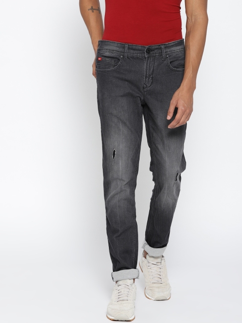 

Lee Cooper Men Charcoal Grey Reuben Skinny Low Distress Stretchable Jeans