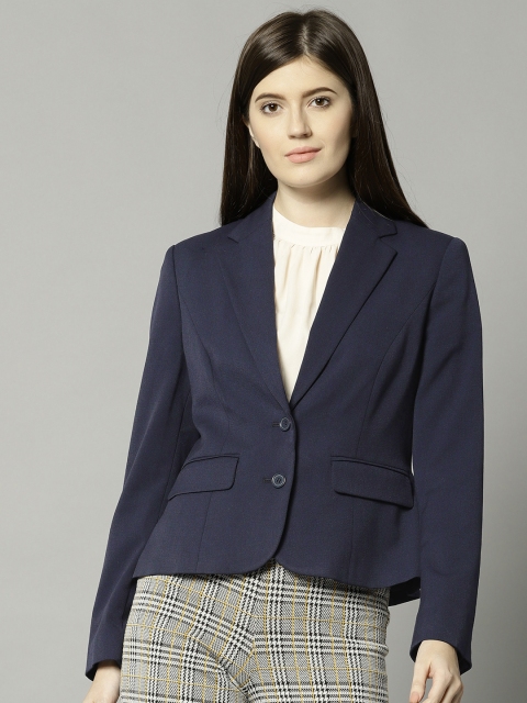 

Marks & Spencer Women Navy Solid Single-Breasted Smart Casual Blazer, Navy blue