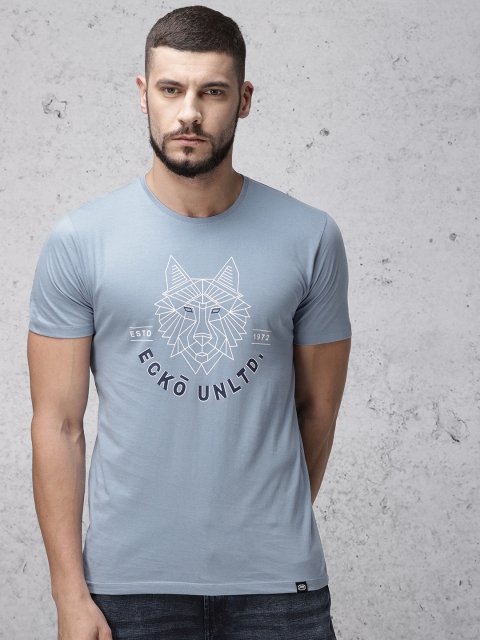 

Ecko Unltd Men Blue Printed Round Neck T-shirt