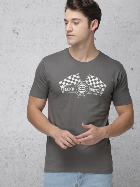

Ecko Unltd Men Charcoal Grey Printed Round Neck T-shirt