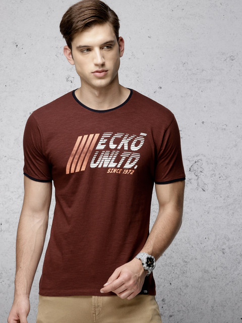 

Ecko Unltd Men Brown Printed Round Neck T-shirt