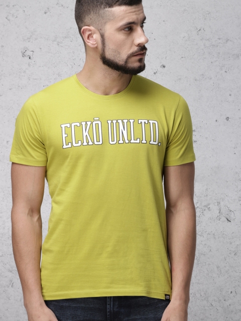 

Ecko Unltd Men Lime Green Printed Round Neck T-shirt
