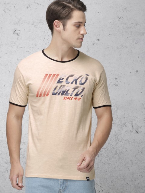 

Ecko Unltd Men Beige Printed Round Neck T-shirt
