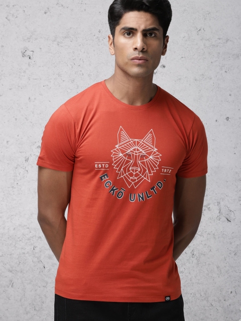 

Ecko Unltd Men Rust Printed Round Neck T-shirt