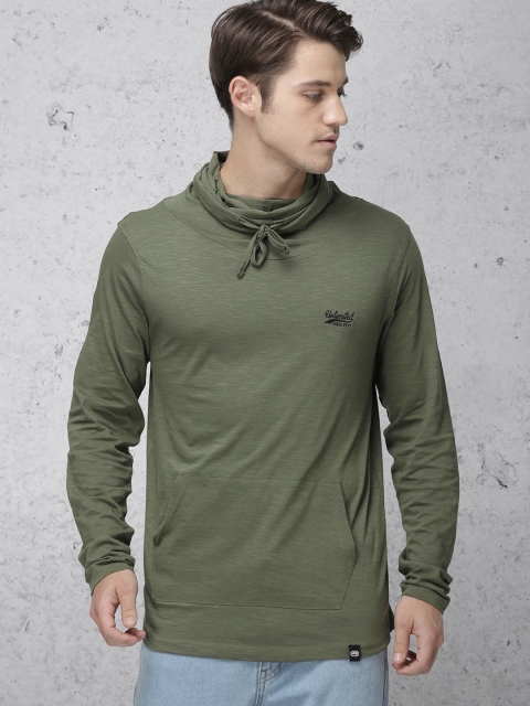 

Ecko Unltd Men Olive Green Solid High Neck T-shirt