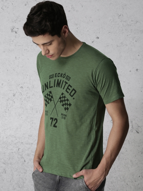 

Ecko Unltd Men Olive Green Printed Round Neck T-shirt