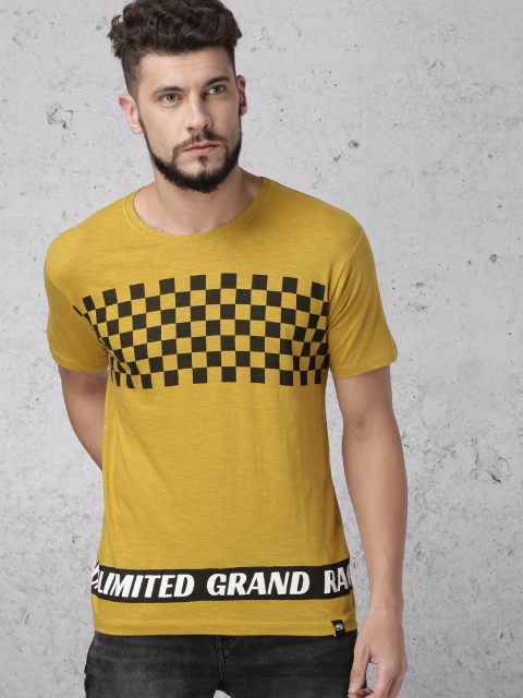 

Ecko Unltd Men Mustard Yellow Printed Round Neck T-shirt