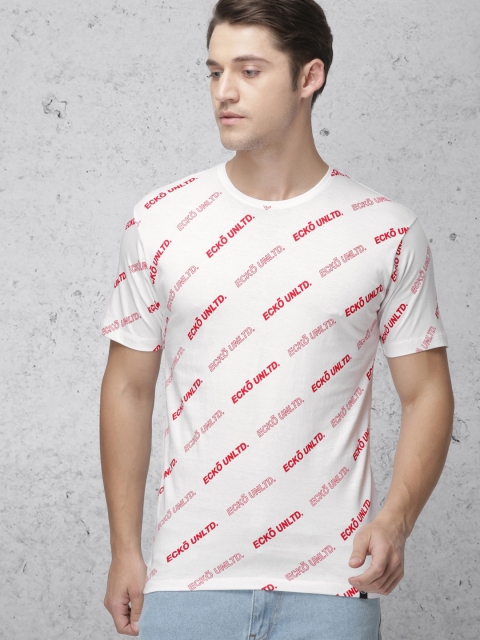 

Ecko Unltd Men White & Red Printed Round Neck T-shirt