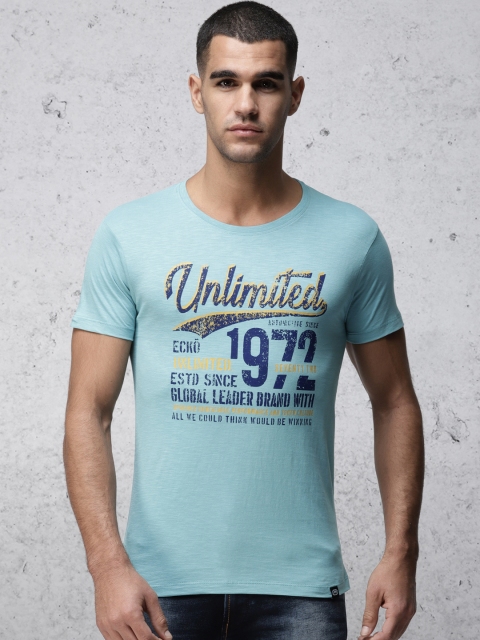

Ecko Unltd Men Blue Slim Fit Printed Round Neck T-shirt
