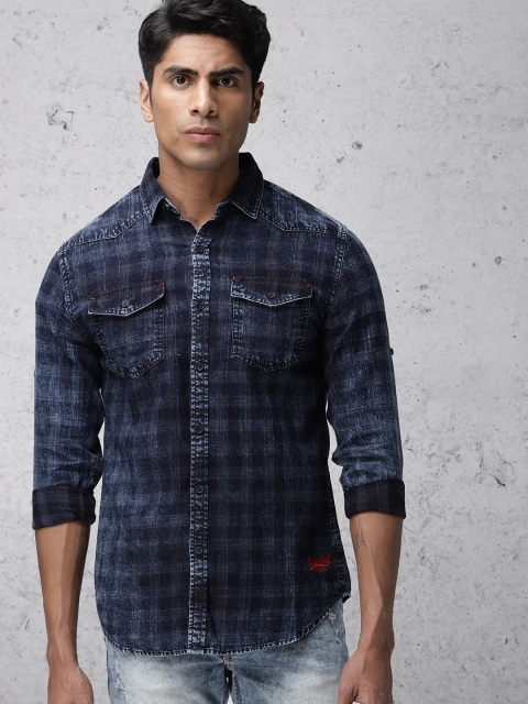 

Ecko Unltd Men Blue Slim Fit Checked Casual Shirt