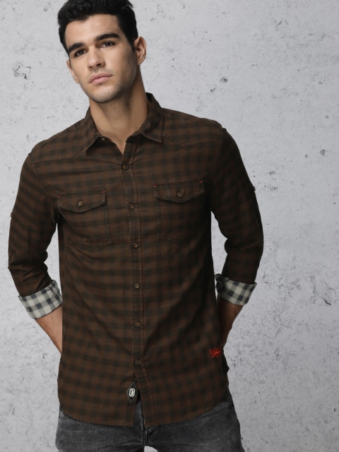 

Ecko Unltd Men Brown Slim Fit Checked Casual Shirt