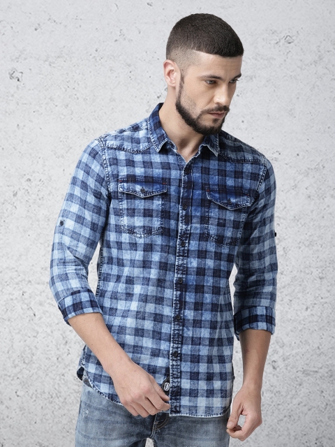 

Ecko Unltd Men Blue Slim Fit Checked Casual Shirt