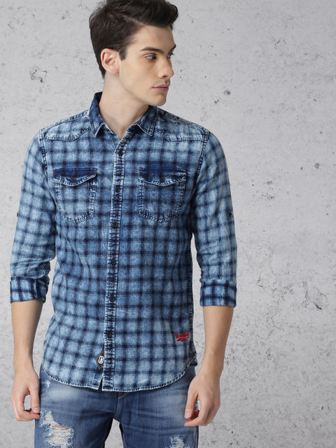 

Ecko Unltd Men Blue Slim Fit Checked Casual Shirt