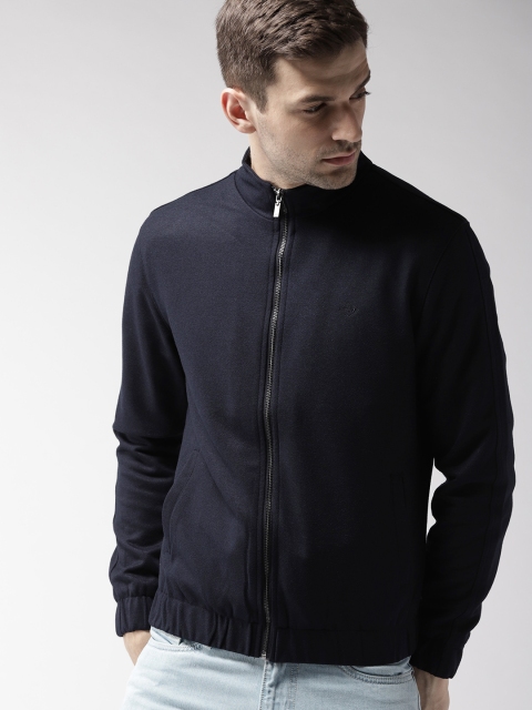 

Arrow Sport Men Navy Blue Solid Bomber Jacket