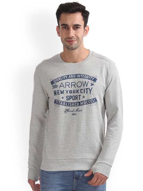 

Arrow Sport Men Grey Printed Sweatshirt