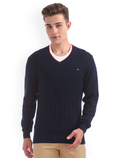 

Arrow Sport Men Navy Blue Self Design Sweater