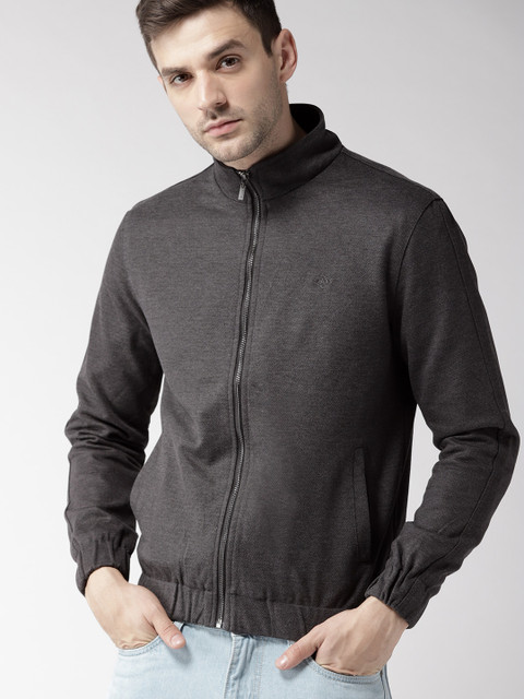

Arrow Sport Men Charcoal Grey Solid Bomber Jacket