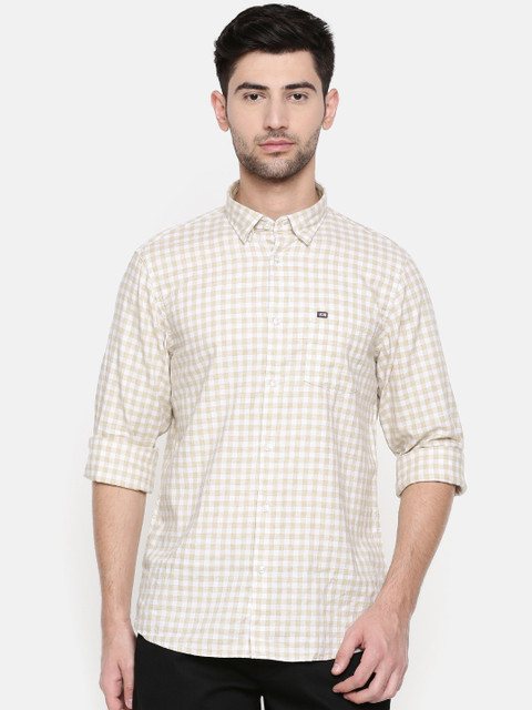 

Arrow Sport Men Beige & White Urban Slim Fit Checked Casual Shirt