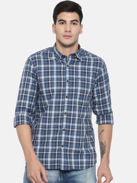 

Arrow Sport Men Blue & Grey Slim Fit Checked Casual Shirt