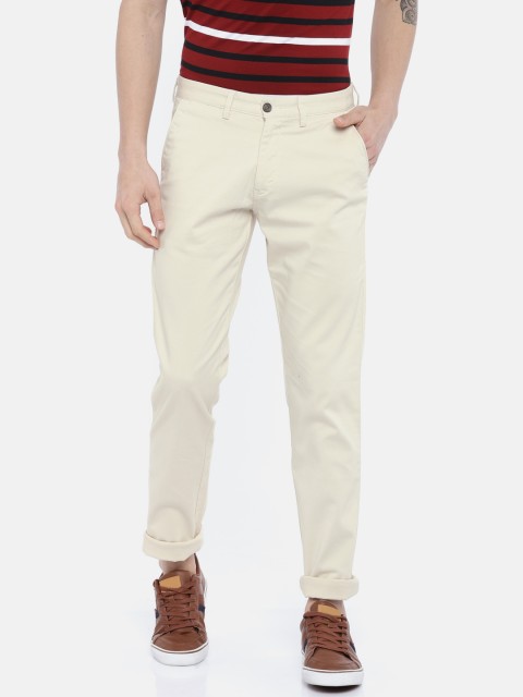

Arrow Sport Men Off-White Slim Fit Self Design Regular Trousers