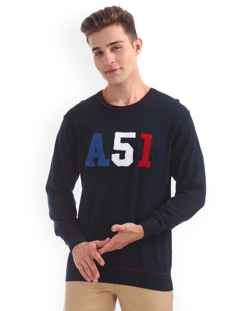 

Arrow Sport Men Navy Blue Solid Pullover