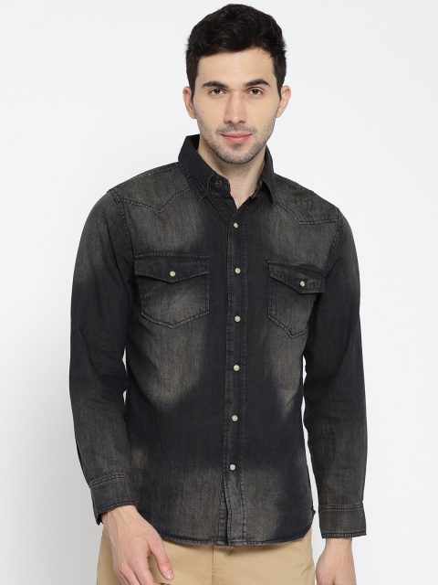 

Harley-Davidson Men Charcoal Grey Slim Fit Denim Faded Casual Shirt