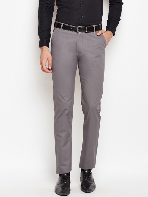 

Hancock Men Grey Slim Fit Solid Formal Trousers