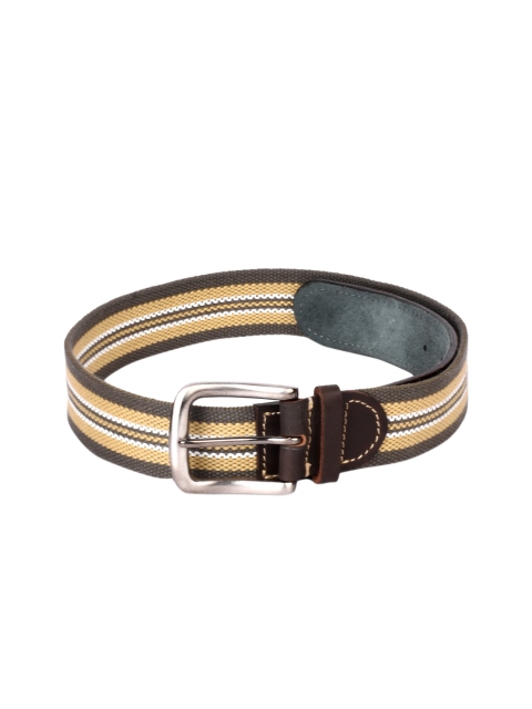 

BuckleUp Men Cream-Coloured & Grey Woven Design Belt