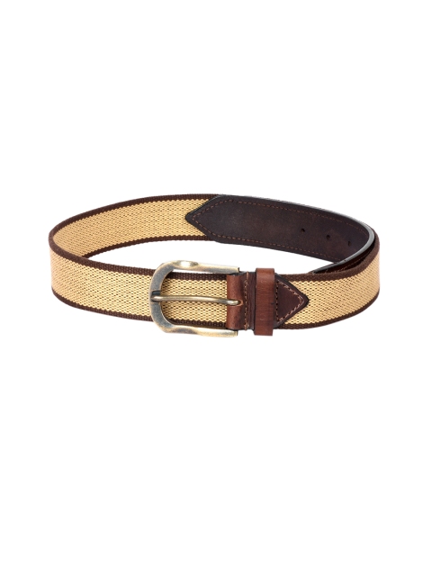 

BuckleUp Men Cream-Coloured & Brown Woven Design Belt