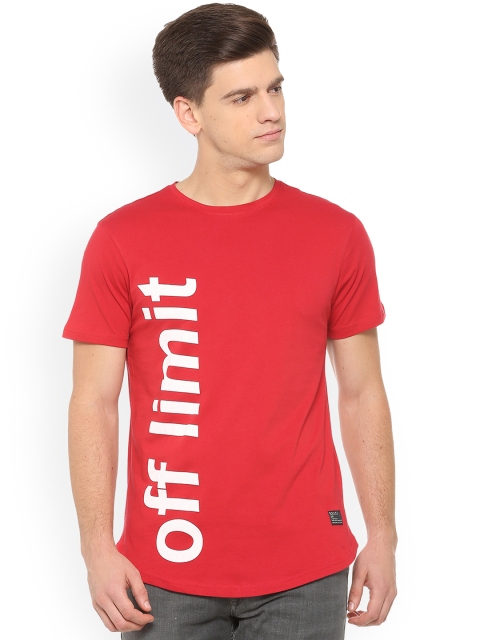 

People Men Red Printed Round Neck T-shirt