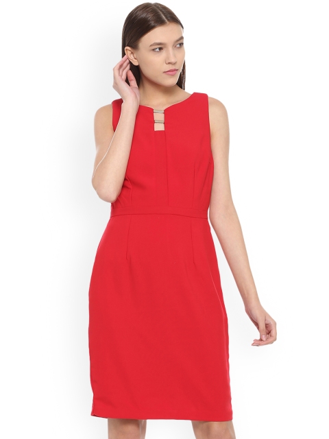 

Van Heusen Woman Women Red Solid Sheath Dress