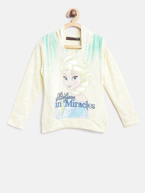 

Nins Moda Girls Cream-Coloured Printed Hooded T-shirt
