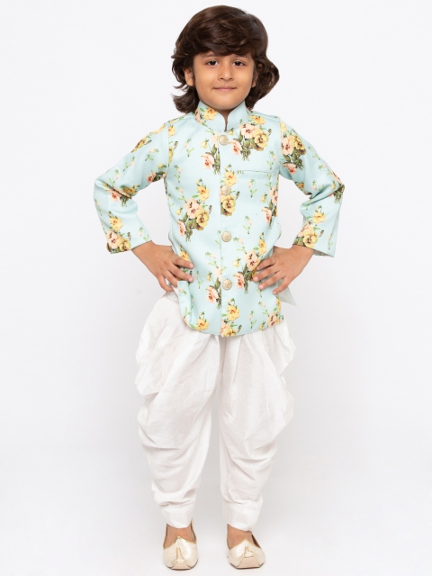 

JBN Creation Boys Green & White Printed Sherwani Set, Blue