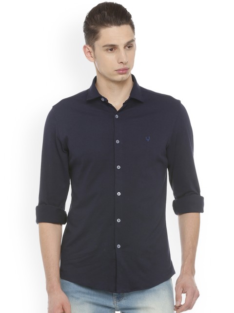 

Allen Solly Men Navy Blue Regular Fit Solid Casual Shirt
