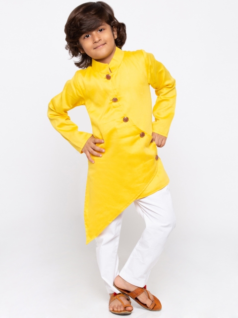 

JBN Creation Boys Yellow & White Solid Kurta with Pyjamas