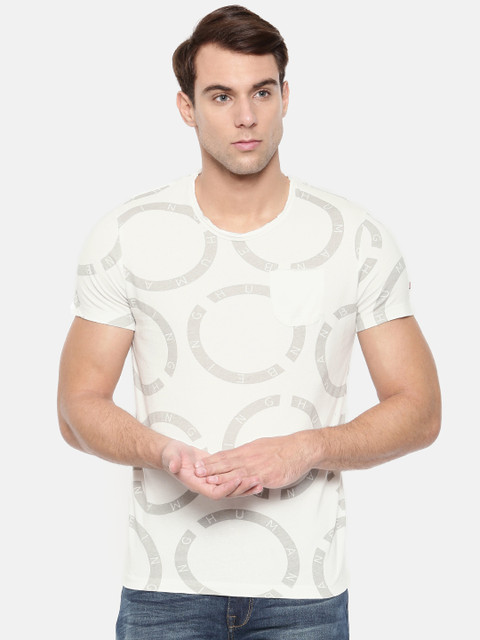 

Being Human Men White Printed Round Neck T-shirt