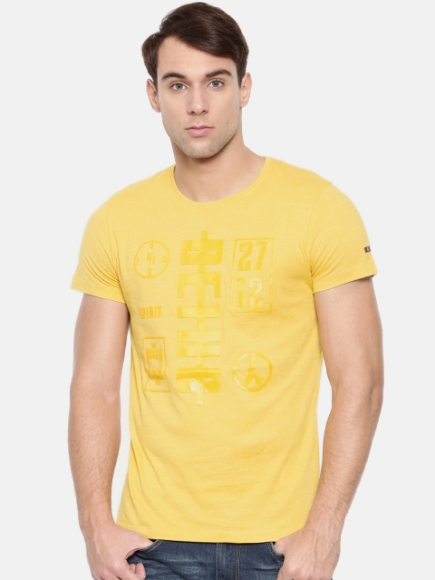 

Being Human Men Yellow Printed Round Neck Pure Cotton T-shirt