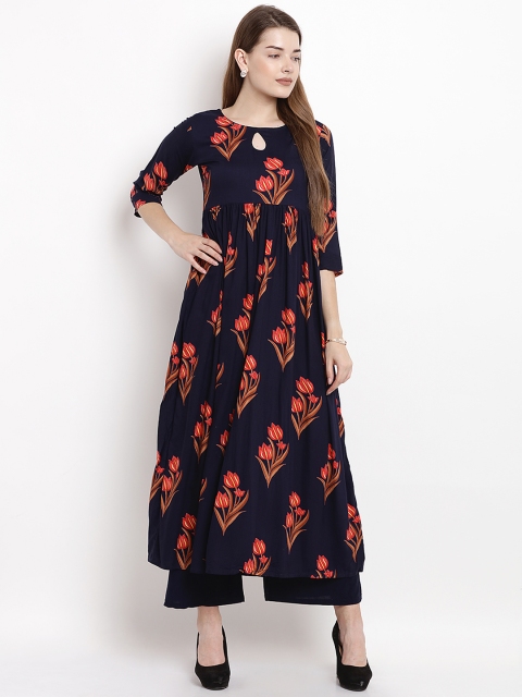 

Yuris Women Blue Printed Anarkali Kurta