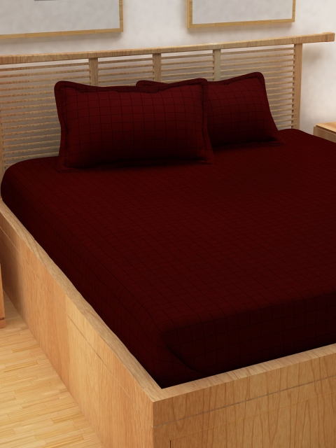 

Story@home Maroon Solid Flat 400 TC Cotton 1 King Bedsheet with 2 Pillow Covers