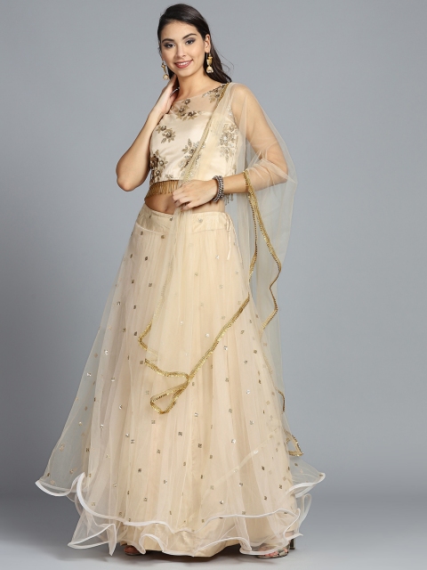 

Chhabra 555 Beige & Golden Embellished Made to Measure Lehenga Choli with Dupatta