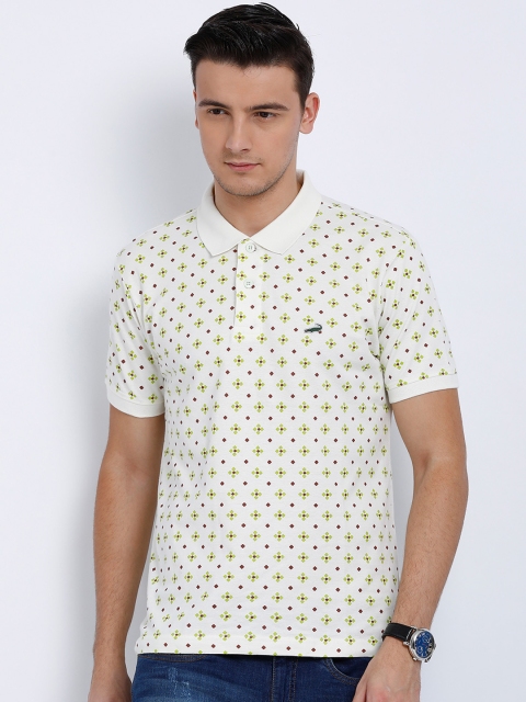 

Crocodile Men Off-White Printed Polo Collar T-shirt