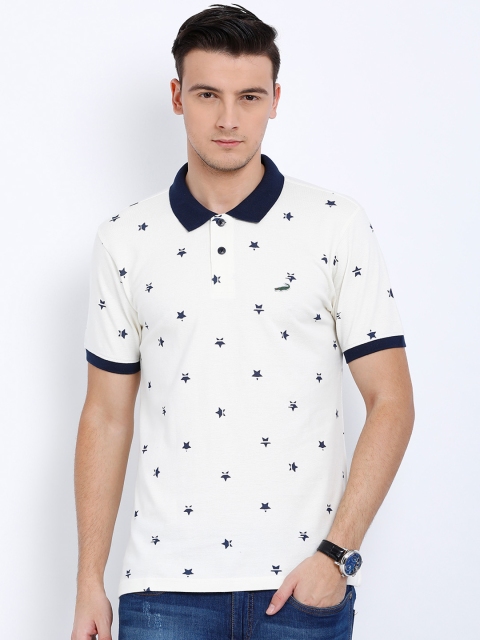 

Crocodile Men White Printed Polo Collar T-shirt