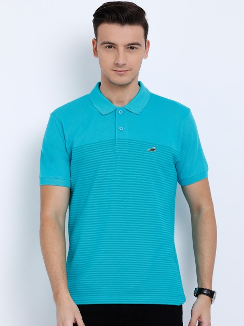 

Crocodile Men Blue Striped Polo Collar T-shirt